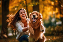 Happy Dog And Owner