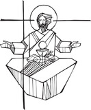 Fototapeta  - Hand drawn illustration of Jesus Eucharist.