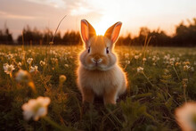 Fluffy Bunny In A Field