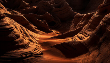 Poster - Striped sandstone curves in Antelope Canyon majesty generated by AI