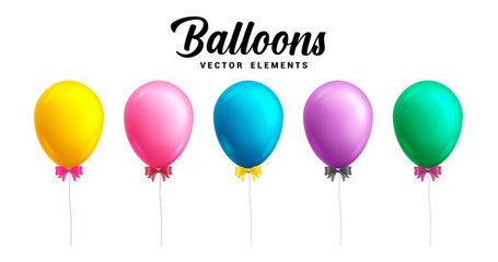 Wall Mural - Birthday balloon set vector design. Birthday balloon party elements collection. Vector illustration colorful element.