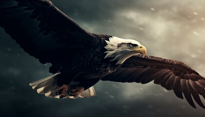 Sticker - Majestic bald eagle soaring in tranquil freedom generated by AI