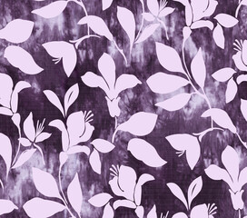 Wall Mural - Seamless flowers pattern with batik background. Tissue backdrop. 