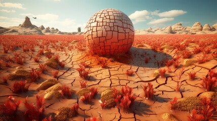 Wall Mural - World Day Against Drought and Drought 3D Cartoons 17th June Generative AI