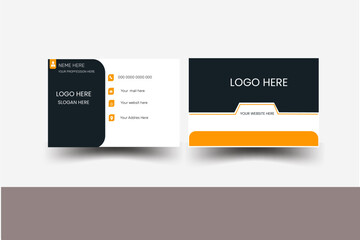 Business card design.  business card Vector ... See More Modern and simple business card design with yellow and dark black color.