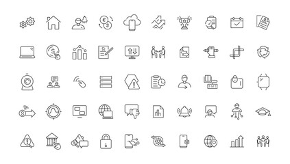 Wall Mural - Information technology line icons collection. Big UI icon set in a flat design. Thin outline icons pack. Vector illustration