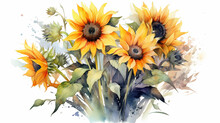Watercolor Sunflower Watercolor Floral. 