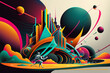 Colorful futuristic city, modern galaxy, colorful background