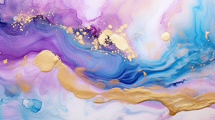 Wall Mural - Abstract blue violet and gold glitter color horizontal.