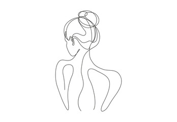 Wall Mural - Woman Body One Line Drawing. Female Figure Creative Contemporary Abstract Line Drawing. Beauty Fashion Female Naked Body. Minimalist Design for Wall Art, Print, Card, Poster. Raster copy.