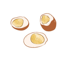 Half braised egg in food illustration