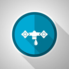 Poster - Water symbol, flat design vector blue icon with long shadow