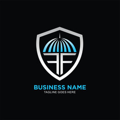 Wall Mural - FF initial logo with shield and umbrella concept for business