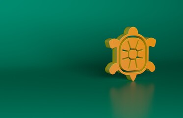 Sticker - Orange Turtle icon isolated on green background. Minimalism concept. 3D render illustration