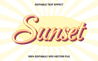 Wall Mural - Sunset 3d text effect and editable text, template 3d style use for happy tittle