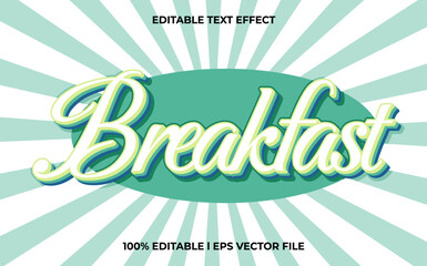 Wall Mural - Breakfast 3d text effect and editable text, template 3d style use for fresh tittle