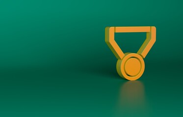 Poster - Orange Medal icon isolated on green background. Winner symbol. Minimalism concept. 3D render illustration