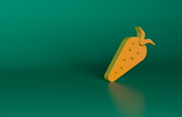 Sticker - Orange Carrot icon isolated on green background. Minimalism concept. 3D render illustration