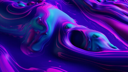 Wall Mural - Violet neon glow liquid created using generative AI tools