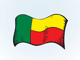 Sticker - Flag of Benin. Vector drawing icon