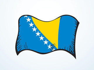 Sticker - Flag of Bosnia and Herzegovina. Vector drawing icon