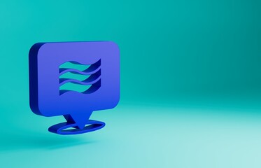 Wall Mural - Blue Flag Of Egypt icon isolated on blue background. Minimalism concept. 3D render illustration