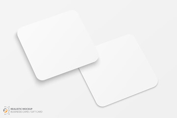 mockup realistic square business card with rounded corners / gift card. realistic blank business car