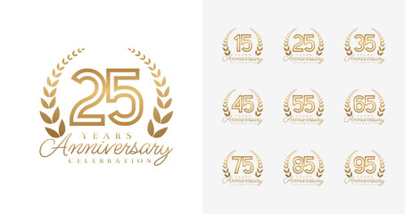 Wall Mural - Shiny anniversary logo collections. Number for birthday event or invitation card with Luxury concept