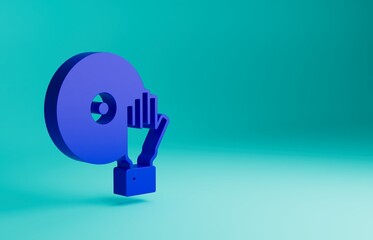 Poster - Blue DJ playing music icon isolated on blue background. Minimalism concept. 3D render illustration