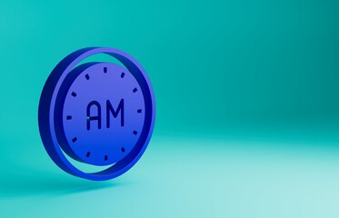 Sticker - Blue Morning time icon isolated on blue background. Time symbol. Minimalism concept. 3D render illustration