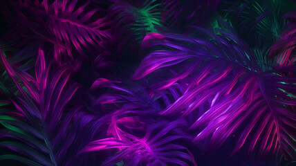 Sticker - Tropical plants with neon glow