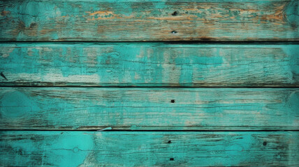 Canvas Print - turquoise wood background created using generative Ai tools