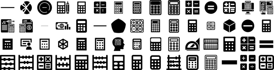 Set Of Maths Icons Isolated Silhouette Solid Icon With Illustration, Education, Design, Background, School, Math, Mathematics Infographic Simple Vector Illustration Logo
