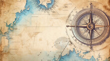 Vintage Compass Background Created Using Generative AI Tools
