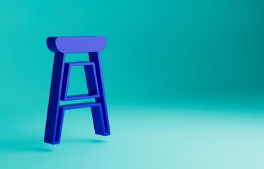 Canvas Print - Blue Chair icon isolated on blue background. Minimalism concept. 3D render illustration