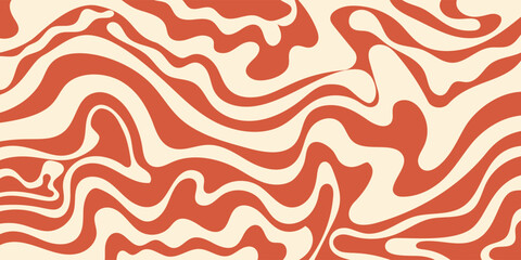 Wall Mural - Trendy vector background in retro 70s,60s style. Abstract horizontal background with waves.
