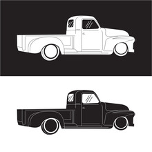 Black White Vintage Truck Car Vector Design