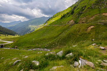 Wall Mural - The carpathian mountains with the winding transfaragasan road