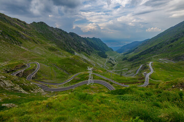 Wall Mural - The carpathian mountains with the winding transfaragasan road