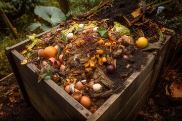 Wall Mural - close-up of composting bin with odors, worms, and other signs of decomposition, created with generative ai