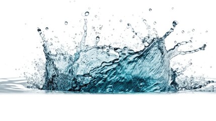 Poster - Abstract clear water splash isolated on white background. Clear blue water. Generative AI