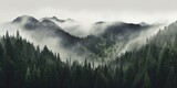 Fototapeta Las - AI Generated. AI Generative. Photo realistic illustration of mountains forest fog morning mystic. Graphic Art