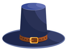 Vector Illustration Of A Thanksgiving Blue Pilgrim Hat Isolated On White Background
