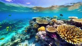 Fototapeta Do akwarium - coral reef with fish - Generative AI