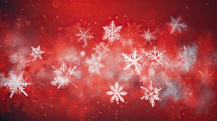 Red Christmas background with white snowflakes. Generative AI