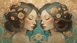 Gemini horoscope sign, twins zodiac art concept, wallpaper background illustration, Generative AI