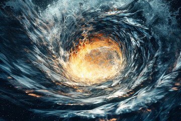 Aufkleber - An artistic representation of a water vortex or whirlpool, symbolizing the transformative and powerful nature of water.  Generative AI technology.