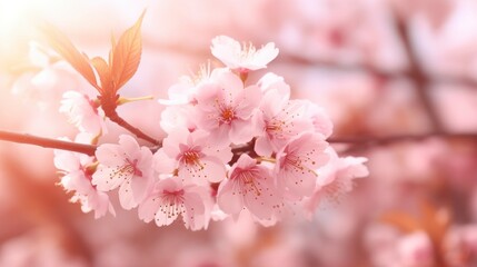 Pink cherry blossom background . Generative AI