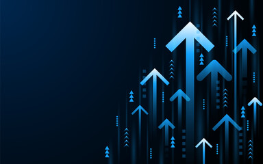 Aufkleber - Abstract up arrow on dark blue background. Business growth or investment ideas. blue arrow technology background
