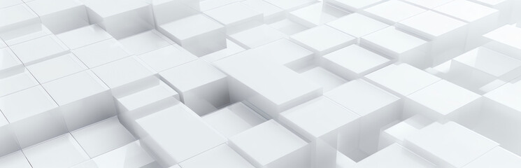 Fototapete - AI generated: Abstract modern square background. White and grey geometric pattern texture. vector art illustration